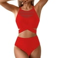 thumbnail image 1 of Odbmxy Beach Womens 2 Piece Swimsuits Summer High Waist Women's Bathing Suits Breathable Slimming Solid Color Bikini Set, 1 of 4