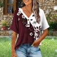 thumbnail image 1 of Odbmxy Blouse Women Short Sleeve Summer V-Neck Women's T Shirts Business Button Fancy Loose Floral White Leisure Tops, 1 of 6
