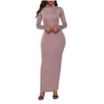 thumbnail image 1 of Odbmxy Bodycon Maxi Dress for Women Cocktail Long Sleeve Womens Dress Fancy High Neck Party Plain Slim Dresses,Pink L, 1 of 8