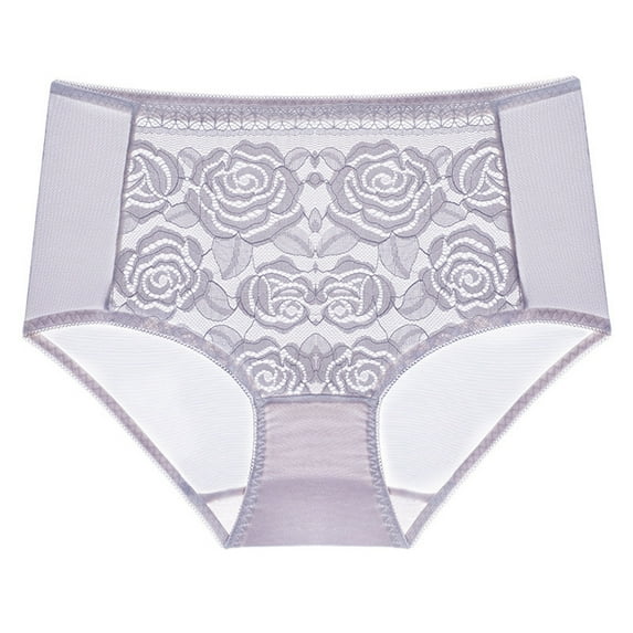 Odbmxy Briefs Panties for Women Plus Size Women's Plus Underwear Solid Color Purple Mesh Sliqs High Waist Panties