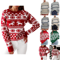 thumbnail image 1 of Odbmxy Christmas Sweaters for Women Funny Long Sleeve Pullover Women Sweater Red Regular Comfy Knitted Sweaters, 1 of 8