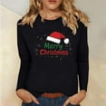 thumbnail image 1 of Odbmxy Christmas Tshirts for Women Long Sleeve Tunic Women's Plus Size Tops Leisure Graphic Loose Party Black Tops, 1 of 6