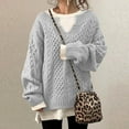 thumbnail image 1 of Odbmxy Chunky Womens Sweaters Plus Size V-Neck Pullover Long Sleeve Womens Sweater Gray Solid Knitted Casual Sweaters, 1 of 8