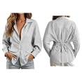 thumbnail image 1 of Odbmxy Collared Womens Shirt Long Sleeve Fall Striped Button Down Tie Back Casual Blouse Women Vacation Regular, 1 of 9