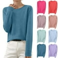 thumbnail image 1 of Odbmxy Cotton Ladies Sweaters Long Sleeve Pullover Womens Sweaters Fall Knitted Solid Blue Relaxed Fit Casual Sweaters, 1 of 7