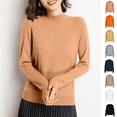 thumbnail image 1 of Odbmxy Cotton Womens Sweater Turtleneck Long Sleeve Womens Sweaters Fall Gold Relaxed Fit Knit Solid Color Layering Sweaters, 1 of 6