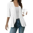 thumbnail image 1 of Odbmxy Elbow-Length Women Plus Cardigan Summer Womens Tops Open Front Solid Color Hollow Out Dressy Loose Cardigans,White XXL, 1 of 6