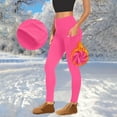 thumbnail image 1 of Odbmxy Fleece Women Leggings High Rise Yoga Pants for Women Plus Size Workout Solid Color Pink Long Skinny Pockets Pants,M, 1 of 9