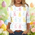 thumbnail image 1 of Odbmxy Graphic Women Easter Shirt Summer 3/4 Sleeve Plus Size Tops for Women Loose Funny White Vacation Leisure Shirts, 1 of 6