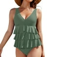 thumbnail image 1 of Odbmxy Green Plus Size Womens Bathing Suits One Piece Summer Swimsuit for Women Vacation Ruffle Plain Bikinis, 1 of 6