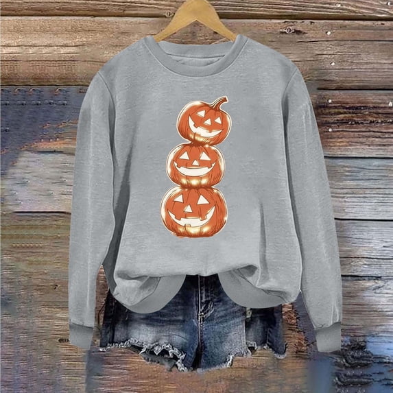 Odbmxy Halloween Womens Sweatshirts Fall Winter Long Sleeve Holiday Casual Graphic Crew Neck Women's Tops Pullover