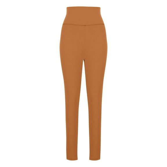 Odbmxy High Rise Womens Leggings Orange Womens Yoga Pants Fitness Stretch Solid Tummy Control Long Skinny Pants,S