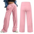 thumbnail image 1 of Odbmxy High Waist Plus Womens Pants Full Wide-Leg Women Trousers Workout Regular Palazzo with Pockets Elastic Waist Pink Pants,L, 1 of 5