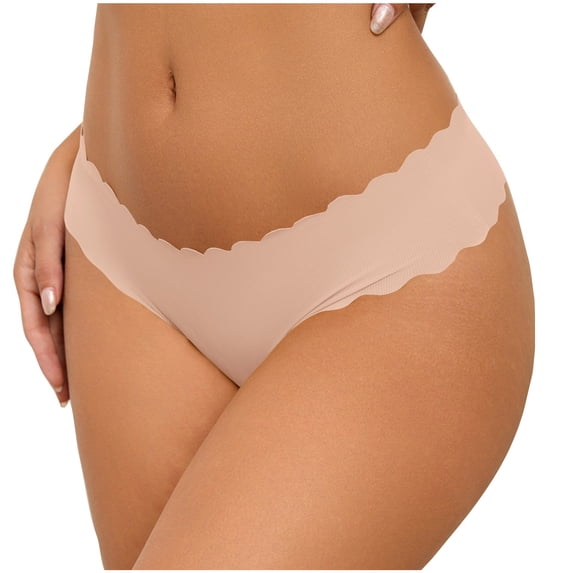 Odbmxy Hipster Panties for Women Plus Size High Cut G Strings for Women Beige Thong Sports Stretch Solid Panties