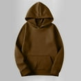 thumbnail image 1 of Odbmxy Hoodie Women Long Sleeve Fall Winter Women Sweatshirts Basic Pocket Pullover Solid Color Loose Brown Tops,L, 1 of 8