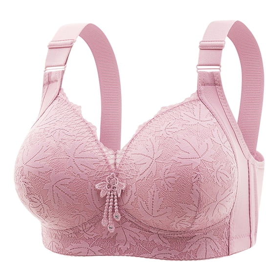 Odbmxy Lace Ladies Bras Wireless Push up Bras for Women Pink Support Solid Full Coverage Bras