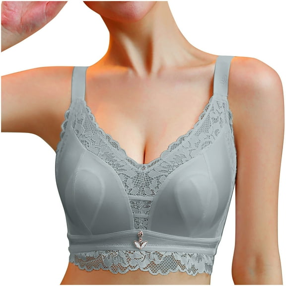 Odbmxy Lace Plus Size Womens Bras Wireless Push up Women's Bras and Underwear Seamless Everyday Full Coverage Solid Gray Bras