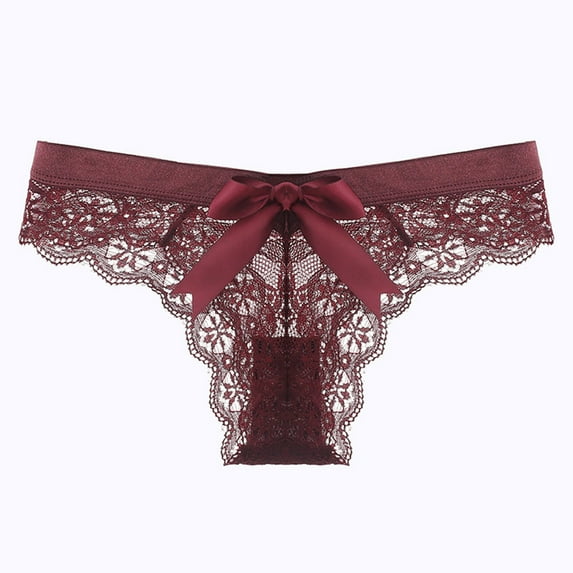 Odbmxy Lace Womens Panties Briefs High Cut Womens Plus Size Underwear Thong G-Strings Floral Red Underwear