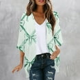 thumbnail image 1 of Odbmxy Lightweight Plus Size Womens Cardigans Elbow-Length Summer Womens Tops Bow Print Holiday Open Front Cardigans,Green XXL, 1 of 5