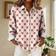 thumbnail image 1 of Odbmxy Long Sleeve Valentines Shirt Womens Plus Size Collared Tops Women Button up Holiday Heart Print Casual Loose Tops Red, 1 of 5
