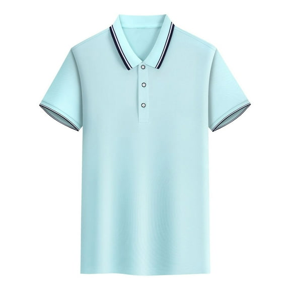 Odbmxy Men's Short Sleeve Tee Shirts Polo Collared Mens Clothes Leisure Loose Comfortable Daily Solid Color Shirts,Green XL