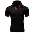 thumbnail image 1 of Odbmxy Mens Shirts Short Sleeve Polo Turn Down Collar Mens Shirts Modern Fit Solid Button Dressy Shirts,Black XL, 1 of 2
