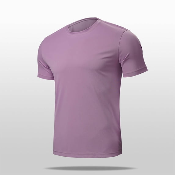 Odbmxy Mens Shirts Short Sleeve Workout T Shirts for Men Casual Layering Sports Regular Plain Shirts,Purple L