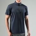 thumbnail image 1 of Odbmxy Mens Short Sleeve Top Cool Summer Turtleneck T Shirts for Men Quick Drying Relaxed Fit Fitness Half Zipper Shirts,Blue L, 1 of 6