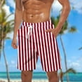 thumbnail image 1 of Odbmxy Mens Shorts Gym Mens Plus Size Shorts Striped Relaxed Fit Breathable Pockets Leisure Shorts,Red 4XL, 1 of 5