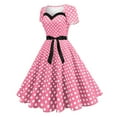 thumbnail image 1 of Odbmxy Midi Dresses for Women 2025 V-Neck Evening Gown Short Sleeve Women's Plus Dress Polka Dots Tunic Party Dresses,Pink XXL, 1 of 9