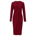 thumbnail image 1 of Odbmxy Midi Dresses for Women Wrap Cocktail 3/4 Sleeve Womens Dresses Plain Party Tunic Slim Dresses,Red XXL, 1 of 4