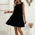 thumbnail image 1 of Odbmxy Mini Dresses for Women Sundress Sleeveless Dress Women Loose Pleated Plaid Flowy Vacation Dresses,Black L, 1 of 5