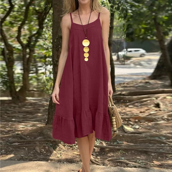Odbmxy Modest Sleep Dress for Women Sleeveless Camisole Summer Nightgowns Women Comfy Long Solid Color Loungewear Sleepwear