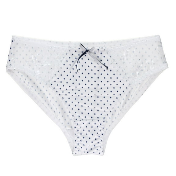 Odbmxy Womens Panties Plus Size High Cut Briefs Underwear for Women Daily Polka Dots White Breathable Comfy Seamless Panties