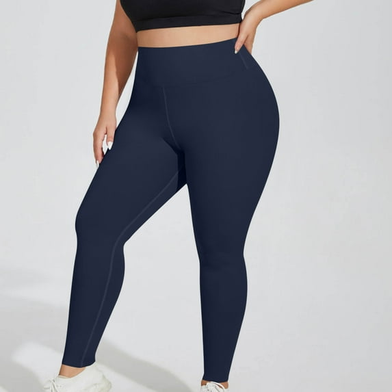 Odbmxy Plus Size Leggings for Women High Rise Blue Womens Yoga Pants Running Long Tight Fitness Solid Color Stretch Pants,XL