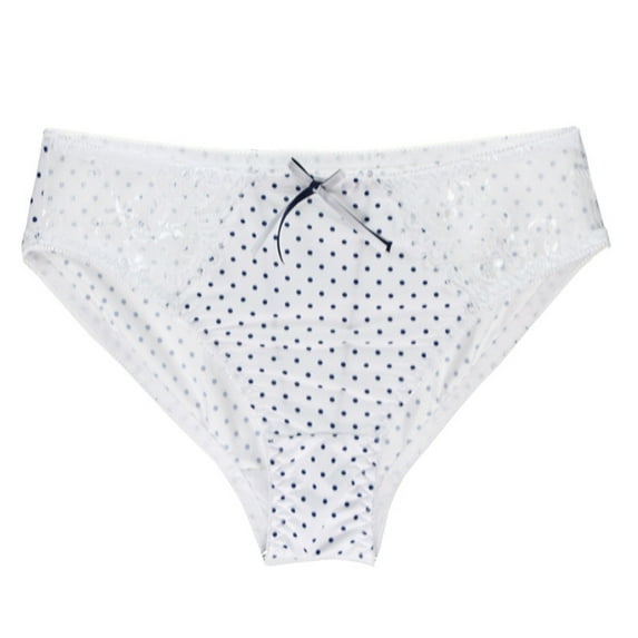 Odbmxy Plus Size Panties for Women Seamless High Cut Briefs for Women Polka Dots White Breathable Comfy Daily Panties
