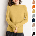 thumbnail image 1 of Odbmxy Plus Size Sweaters for Women Long Sleeve Cotton Fall Sweaters Women Solid Relaxed Fit Layering Knit Sweaters, 1 of 8