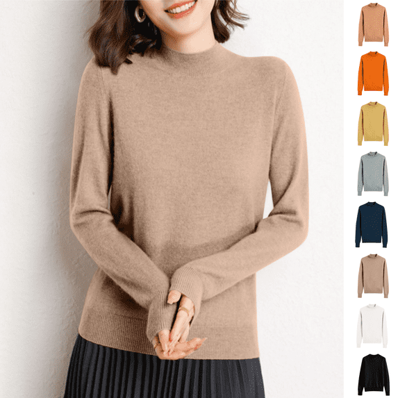 Odbmxy Plus Size Sweaters for Women Long Sleeve Cotton Womens Fall Sweater Layering Knit Solid Relaxed Fit Sweaters