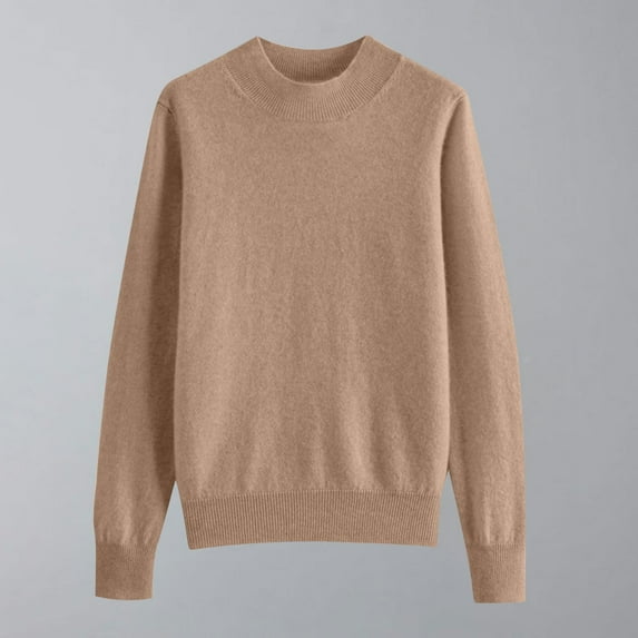 Odbmxy Plus Size Sweaters for Women Long Sleeve Cotton Womens Fall Sweater Layering Knit Solid Relaxed Fit Yellow Sweaters