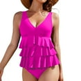 thumbnail image 1 of Odbmxy Plus Size Swimsuits for Women One Piece Pink Summer Women's Bathing Suits Vacation Plain Ruffle Bikinis, 1 of 6