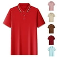 thumbnail image 1 of Odbmxy Polo Shirts for Men Collared Short Sleeve Clothing for Men Leisure Comfortable Solid Color Daily Loose Shirts,Red 3XL, 1 of 9