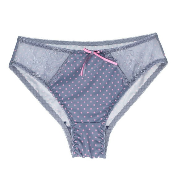 Odbmxy Seamless Womens Panties Plus Size High Cut Women Brief Panties Breathable Daily Polka Dots Comfy Gray Panties
