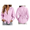 thumbnail image 1 of Odbmxy Shirts for Women Collared Striped Long Sleeve Fall Regular Casual Tie Back Vacation Womens Blouses Button Down, 1 of 9