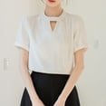 thumbnail image 1 of Odbmxy Short Sleeve Plus Size Shirts for Women Summer V-Neck Women's Blouse Plain Slim Fancy Pullover Business White Dressy Tops, 1 of 5