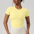 thumbnail image 1 of Odbmxy Short Sleeve Women's T Shirts Summer Basic Women's Tops Leisure Yellow Plain Layering Slim Sports Tops, 1 of 4