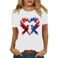 thumbnail image 1 of Odbmxy Short Sleeve Womens Tee Shirts 4th of July Cotton Womens Top Going Out Graphic White Workout Loose Casual Tops, 1 of 8