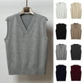 thumbnail image 1 of Odbmxy Sleeveless Women's Sweater V-Neck Pullover Sweater Vest Women Gray Slim Knitted Single Sweaters, 1 of 4