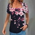 thumbnail image 1 of Odbmxy Square Neckline Blouses for Women Summer Short Sleeve Womens Tops Plus Size Business Ruffles Retro Floral Pink Tops, 1 of 5