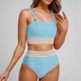 thumbnail image 1 of Odbmxy Strapless Two Piece Bathing Suits for Women Bandeau Women Swimsuits Holiday Plain High Waist Backless Swimwear,Blue M, 1 of 4