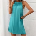 thumbnail image 1 of Odbmxy Summer Mini Dresses for Women Halter Sleeveless Women Sundress Loose Fancy Plain Holiday Soft Dresses,Green XL, 1 of 7